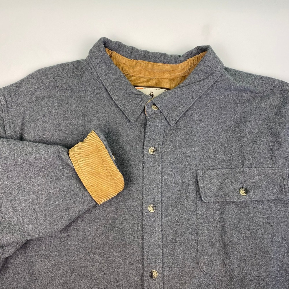 Legendary Whitetails Mens 2XL Buck Camp‎ Gray Corduroy Trim Flannel Shirt